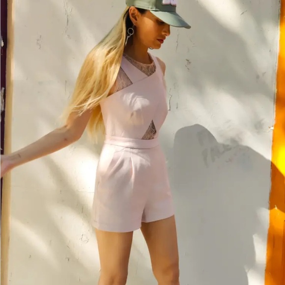 BCBGMaxAzria Romper, Dusty Pink, Lace - Picture 2 of 6